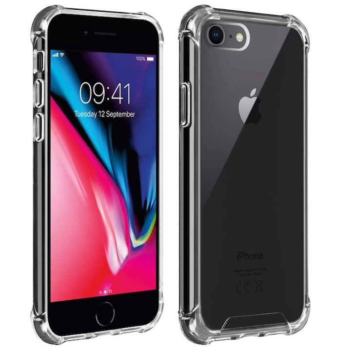 Husa de protectie antisoc pentru Apple iPhone SE 2 / 8 / 7, AKASHI REINFORCED, Transparent