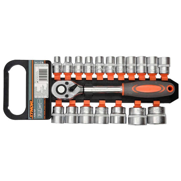 Set clichet cu insertii, Sthor, 1/2", 19 bucati