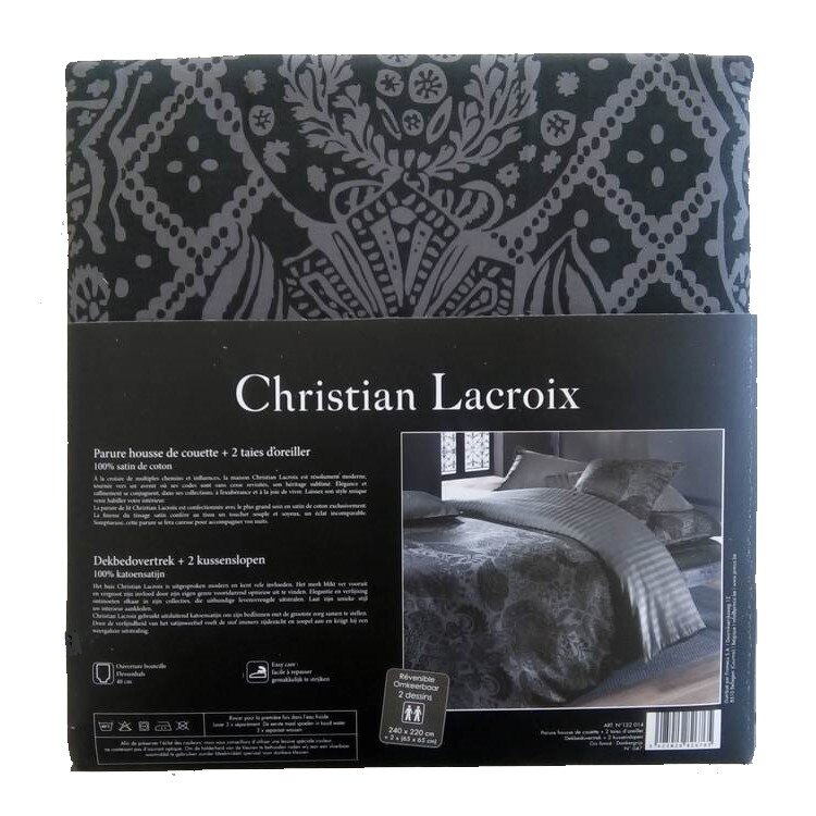 Set lenjerie, Christian Lacroix, Pilota 240X220 Cm + 2 Fete Perna 65X65 cm, Gri negru