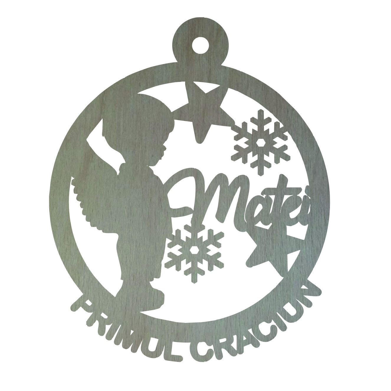 Glob de Craciun, Model Inger Baiat, Primul Craciun, Lemn, 9 cm