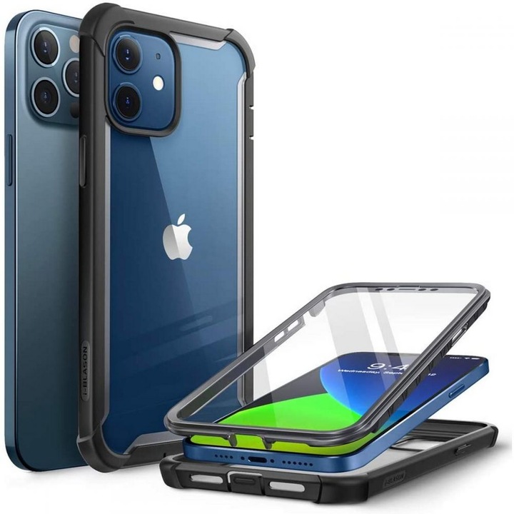 Удароустойчив хибриден кейс Supcase IBLSN ARES за iPhone 12 / 12 Pro, Black