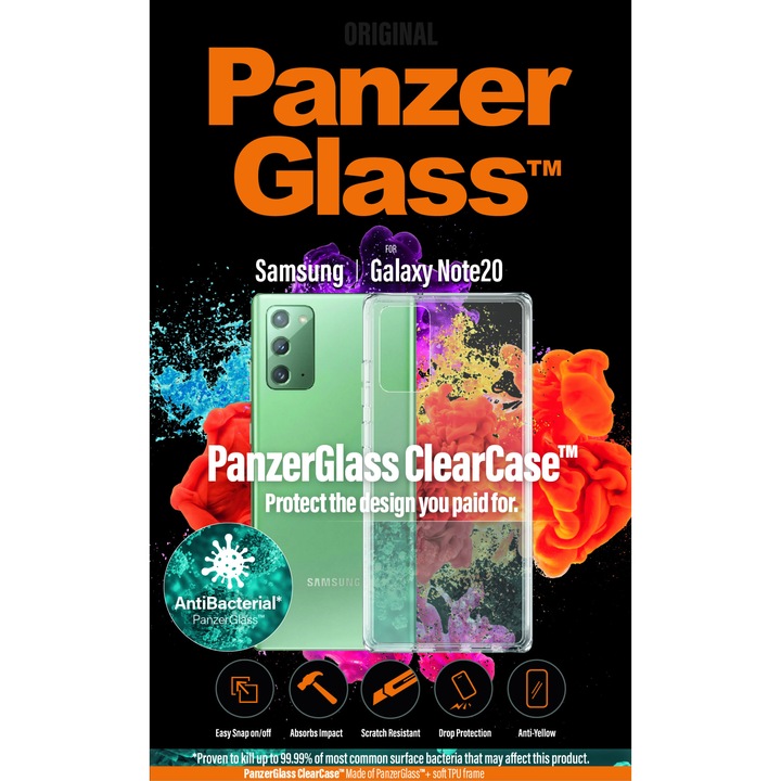 Spate PanzerGlass pentru Samsung Galaxy Note 20, Antibacterian, ClearCase, Transparent