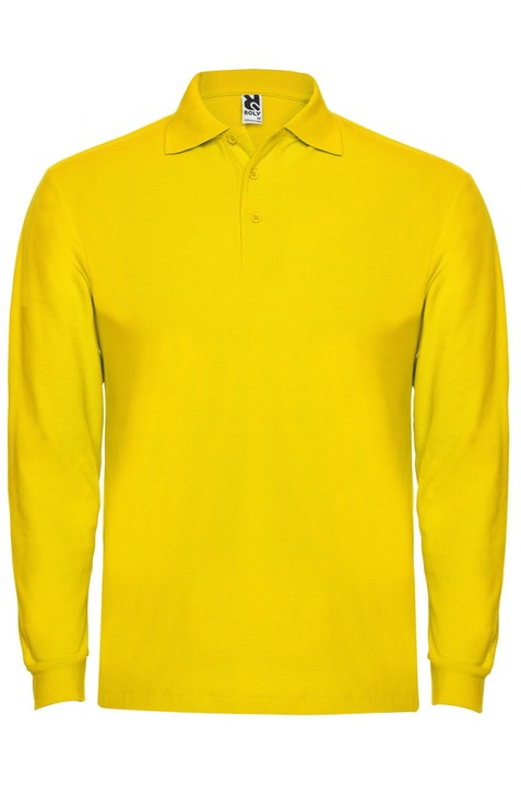 Tricou polo cu maneca lunga barbati, bumbac, Roly Estrella, Galben
