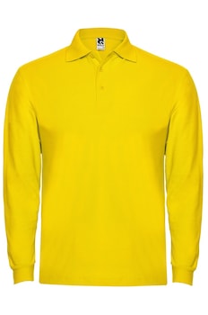 Tricou polo cu maneca lunga barbati, bumbac, Roly Estrella, Galben Tricou polo cu maneca lunga barbati, bumbac, Roly Estrella, Galben
