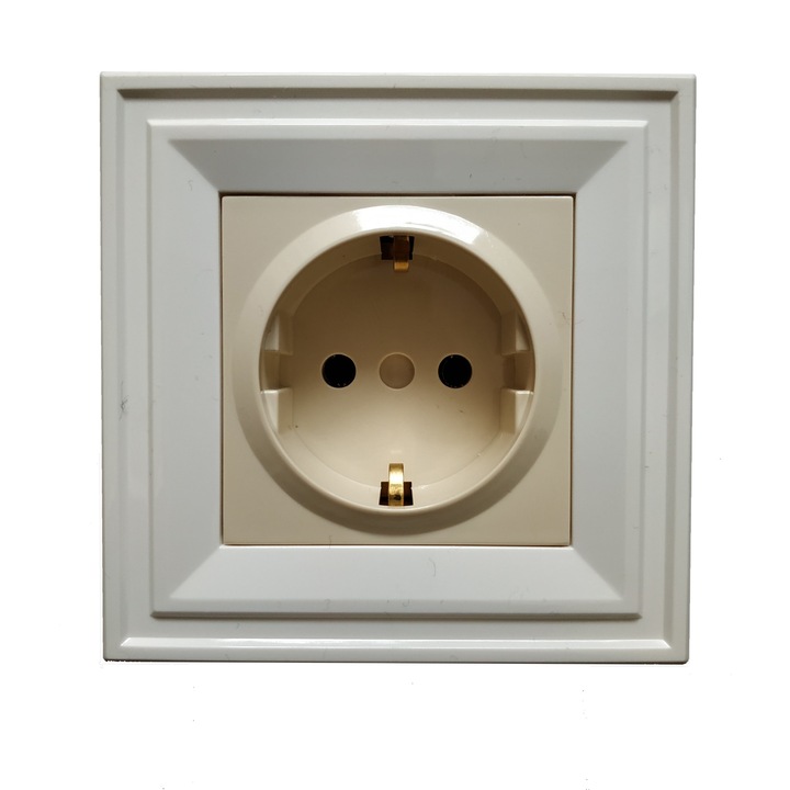 Priza Simpla LB Light Classic, crem cu rama alb