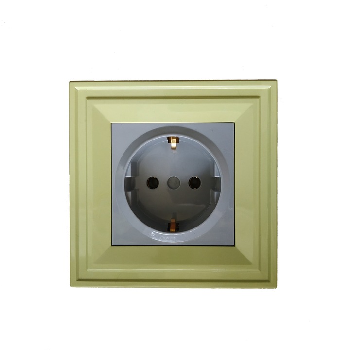 Контакт LB Light Classic, единичен, сив със зелена рамка