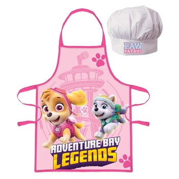 Set sort si boneta de bucatar Paw Patrol fete Alb/Roz Set sort si boneta de bucatar Paw Patrol fete Alb/Roz