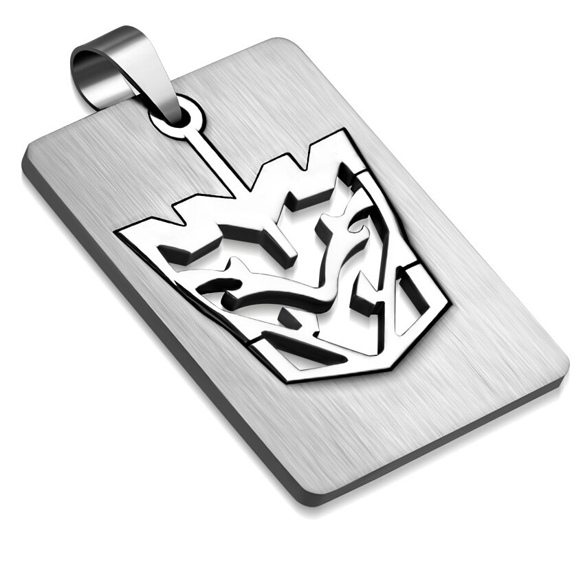 Pandant otel inox placuta cu cap de tigru