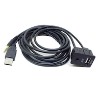 Cablu adaptor extensibil mufa conector port USB tata / jack 3.5mm la USB mama / AUX IN