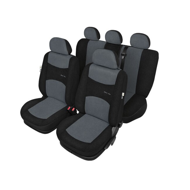 Set Huse scaune auto Sport Line+ Super L, 9buc, Negru/Gri