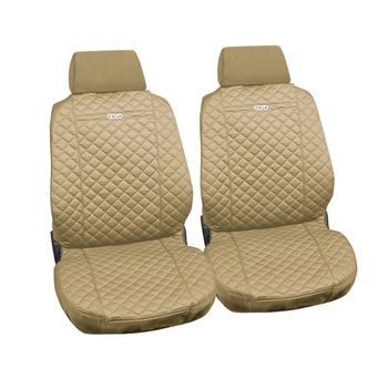 Set Huse scaune auto fata Ziga, din bumbac, culoare bej, 2buc Set Huse scaune auto fata Ziga, din bumbac, culoare bej, 2buc