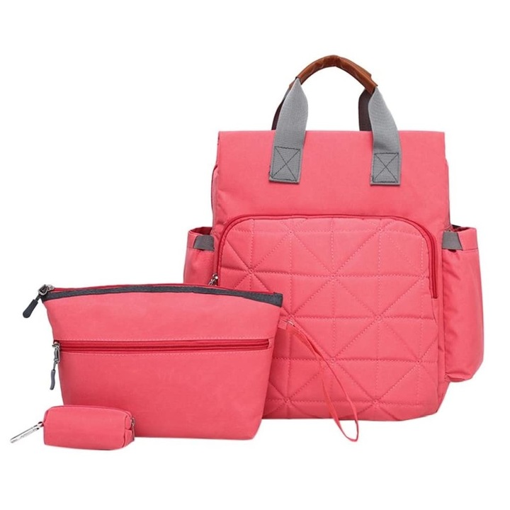 Rucsac pentru mamici, multifunctional, cu accesorii, impermeabil, Escalate, Roz
