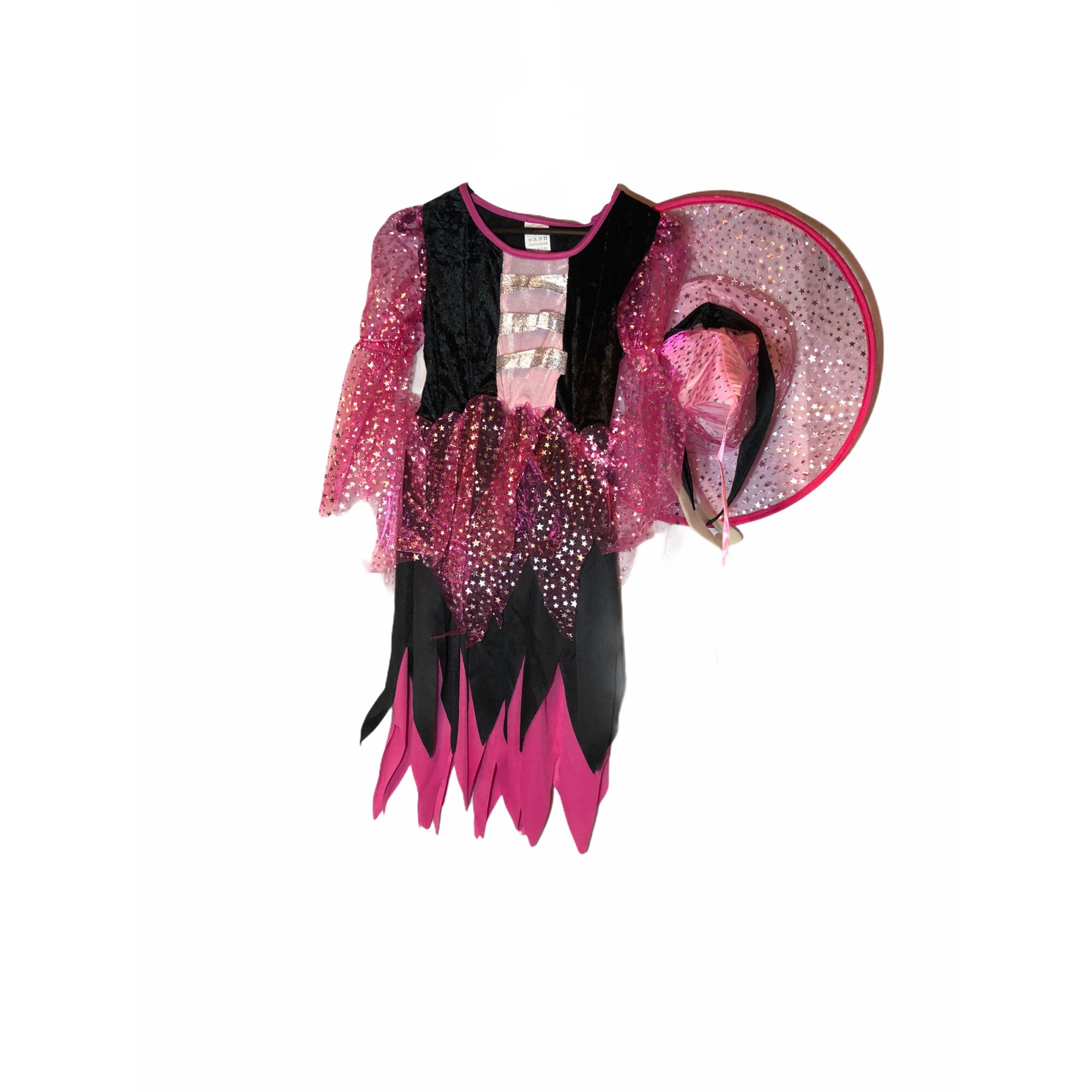 Costum de vrajitoare pentru copii, Atelier, Negru/Roz, 7-10 ani