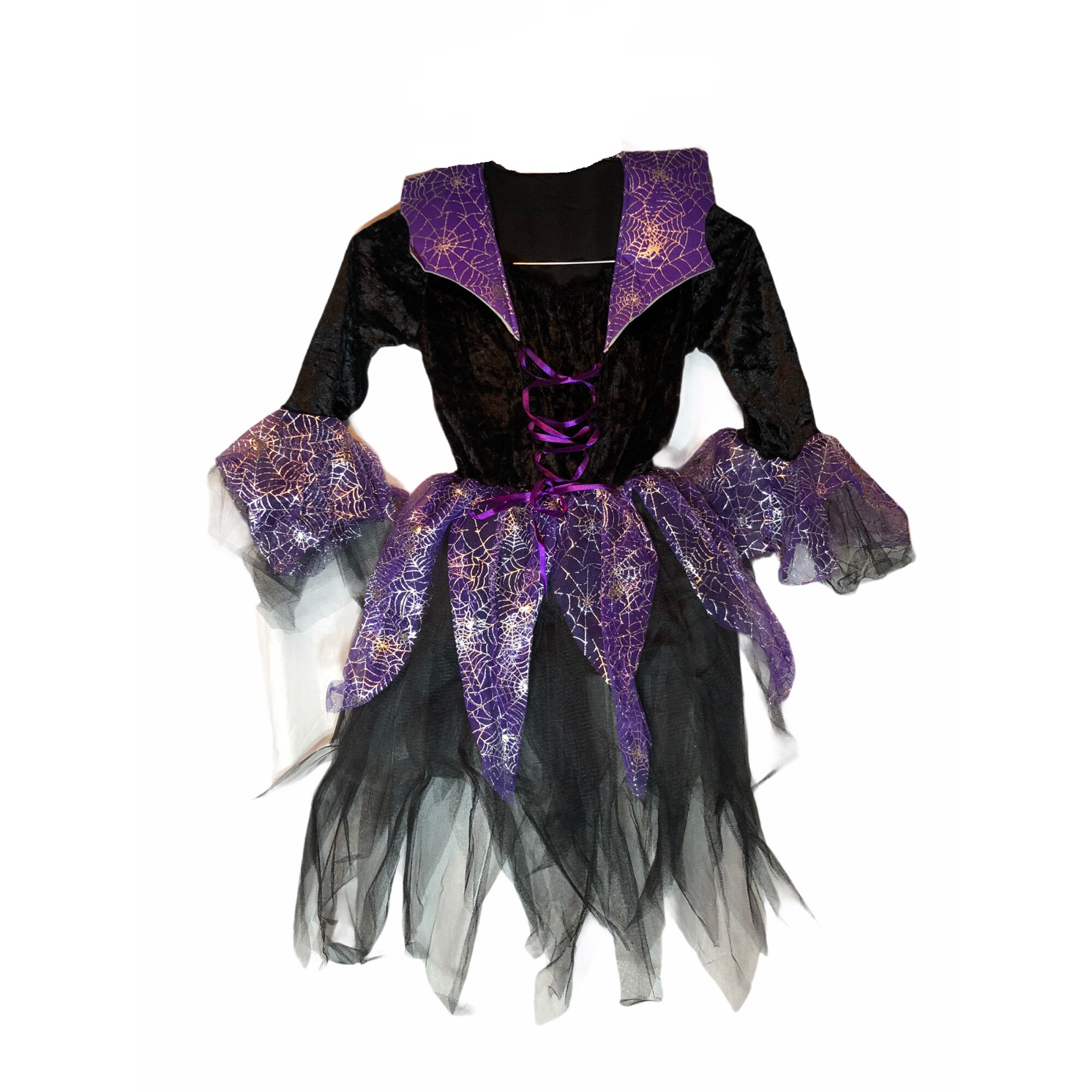 Costum de vrajitoare pentru copii, Atelier, Negru/Mov, 12 ani