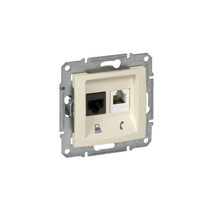 Schneider SEDNA Priză combinată RJ11/RJ45 Cat5e UTP, bej, SDN5100147