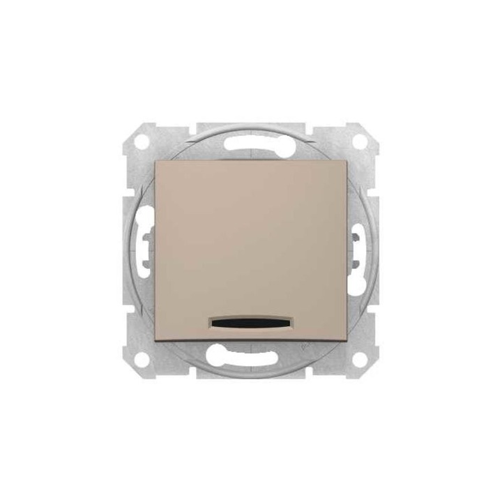 Comutator Cruce Sedna cu LED, Satinat, 10AX, Montaj Rame