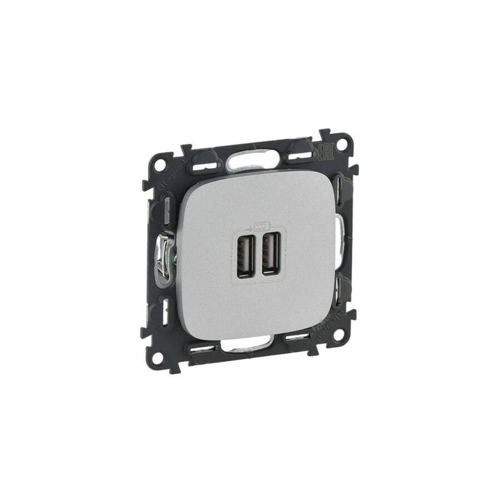 Legrand Valena Allure Kettős USB töltőaljzat, burkolattal, Alumínium, 754997