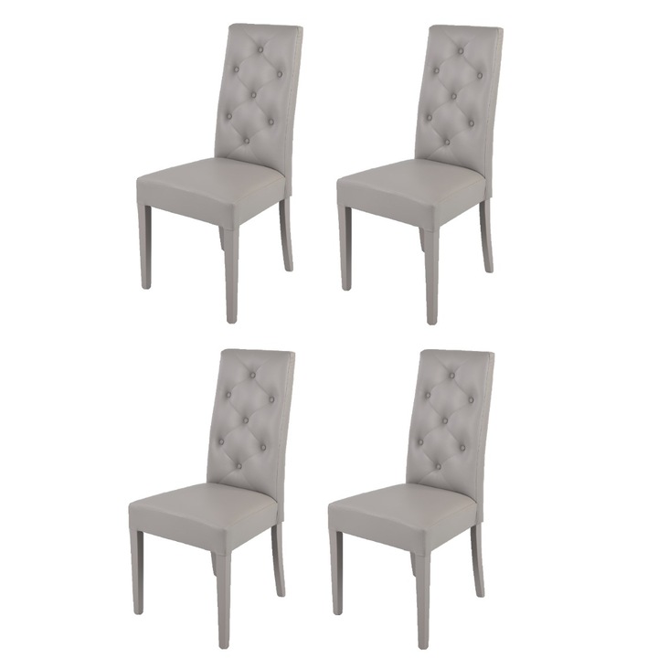 CHANTAL t m c s bükkfa szék szett, ökológiai bőrrel kárpitozott, szürke, 4 db-os