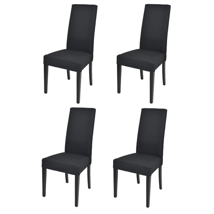 Set 4 scaune din lemn de fag CHIARA t m c s, Tapitate, Negru