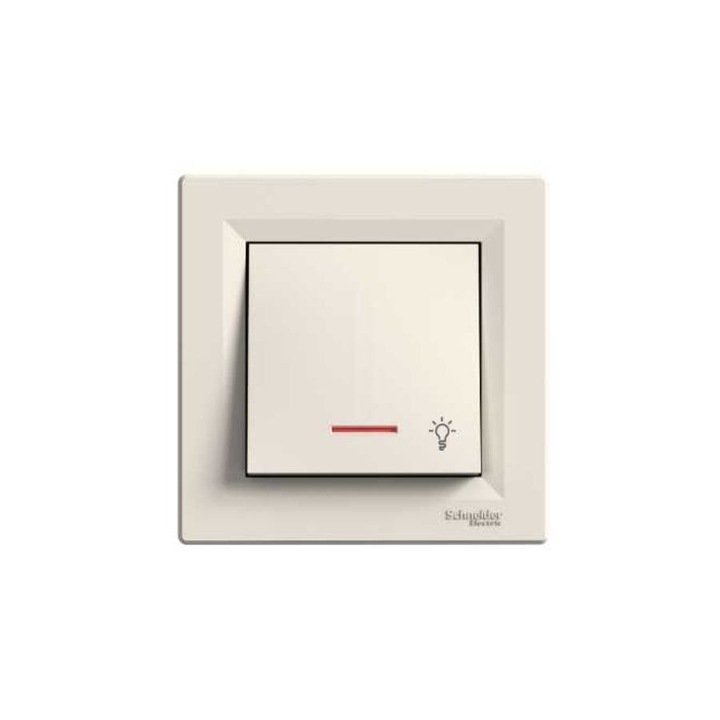 Schneider ASFORA Egypólusú nyomó, jelzőfényes, lámpajel, rugós bekötés, bézs, EPH1800123
