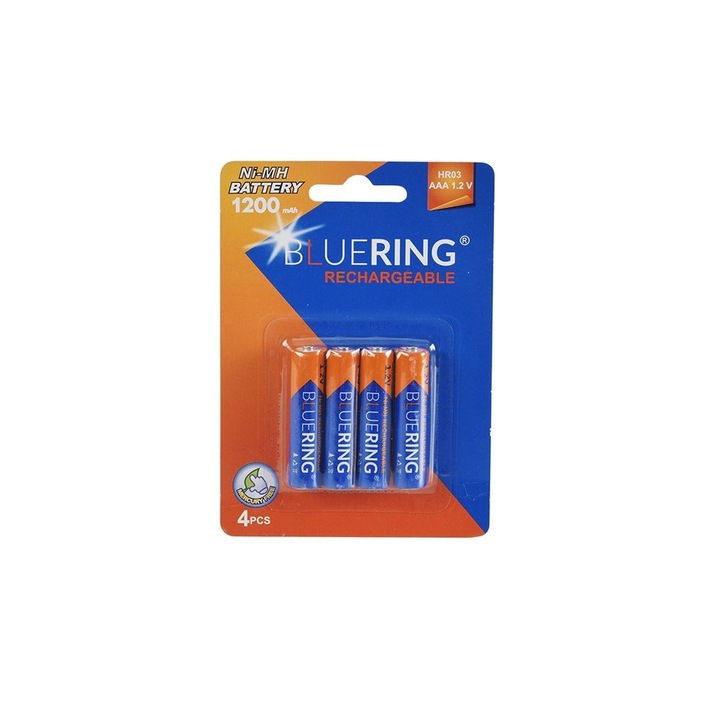 Baterii, Bluering, Reincarcabila, AAA, HR03, 1200mAh, 1.2V, 4 bucati