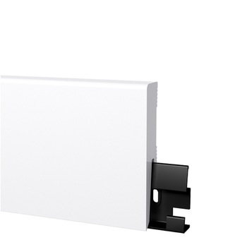Plinta alba design minimalist, din polimer dur, rezistenta la apa si la impact, h=80 mm, lungime 2,4 m Plinta alba design minimalist, din polimer dur, rezistenta la apa si la impact, h=80 mm, lungime 2,4 m