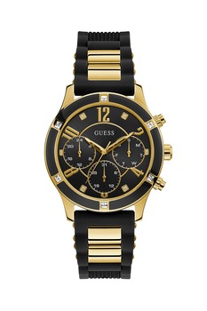 Guess, Ceas cu functii multiple si cristale, Auriu/Negru Guess, Ceas cu functii multiple si cristale, Auriu/Negru