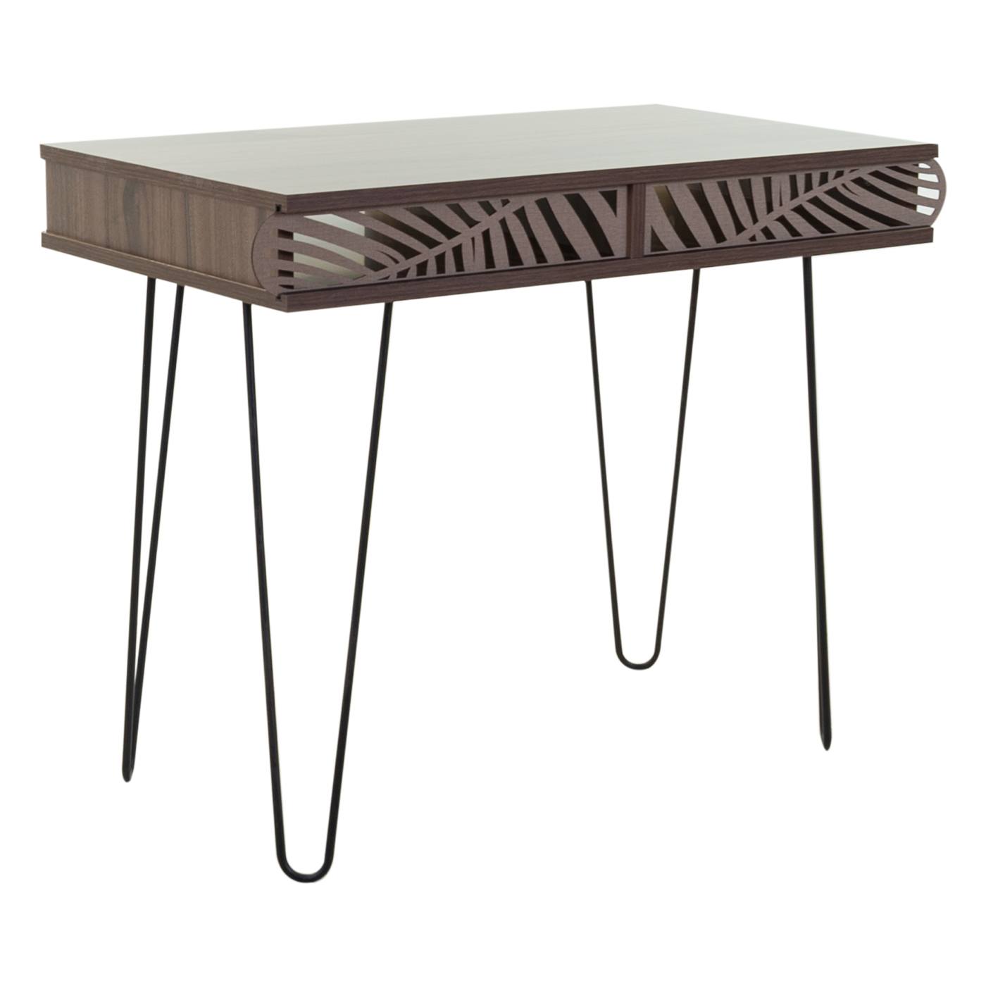 Birou cu model tropical, picioare indoite, 75x51 cm, nuc, Rio - Butopea