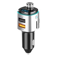 Car Kit handsfree MCBOSON Bluetooth 5.0, modulator FM, incarcator QC 3.0, 2xUSB 5V, slot U Disk/TF Card, gri inchis