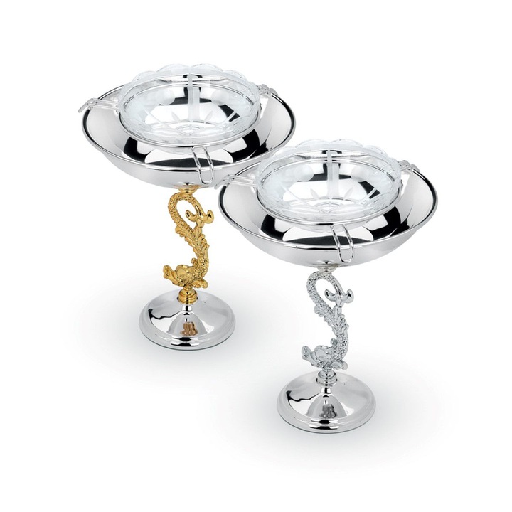 Bol pentru caviar cu picior argintat/aurit