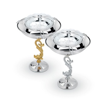 Bol pentru caviar cu picior argintat/aurit Bol pentru caviar cu picior argintat/aurit