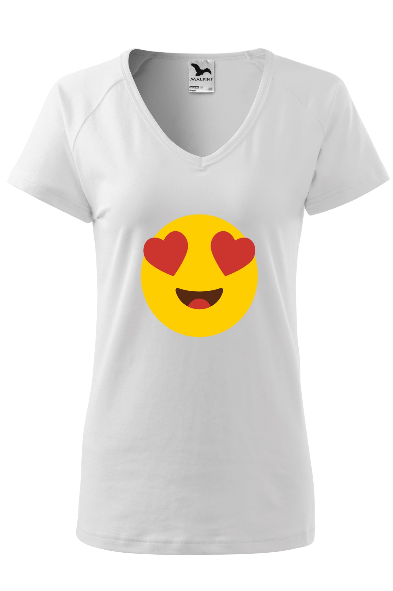 Tricou dama, Malfini, Emoji Heart Eyes Face, Alb, XS