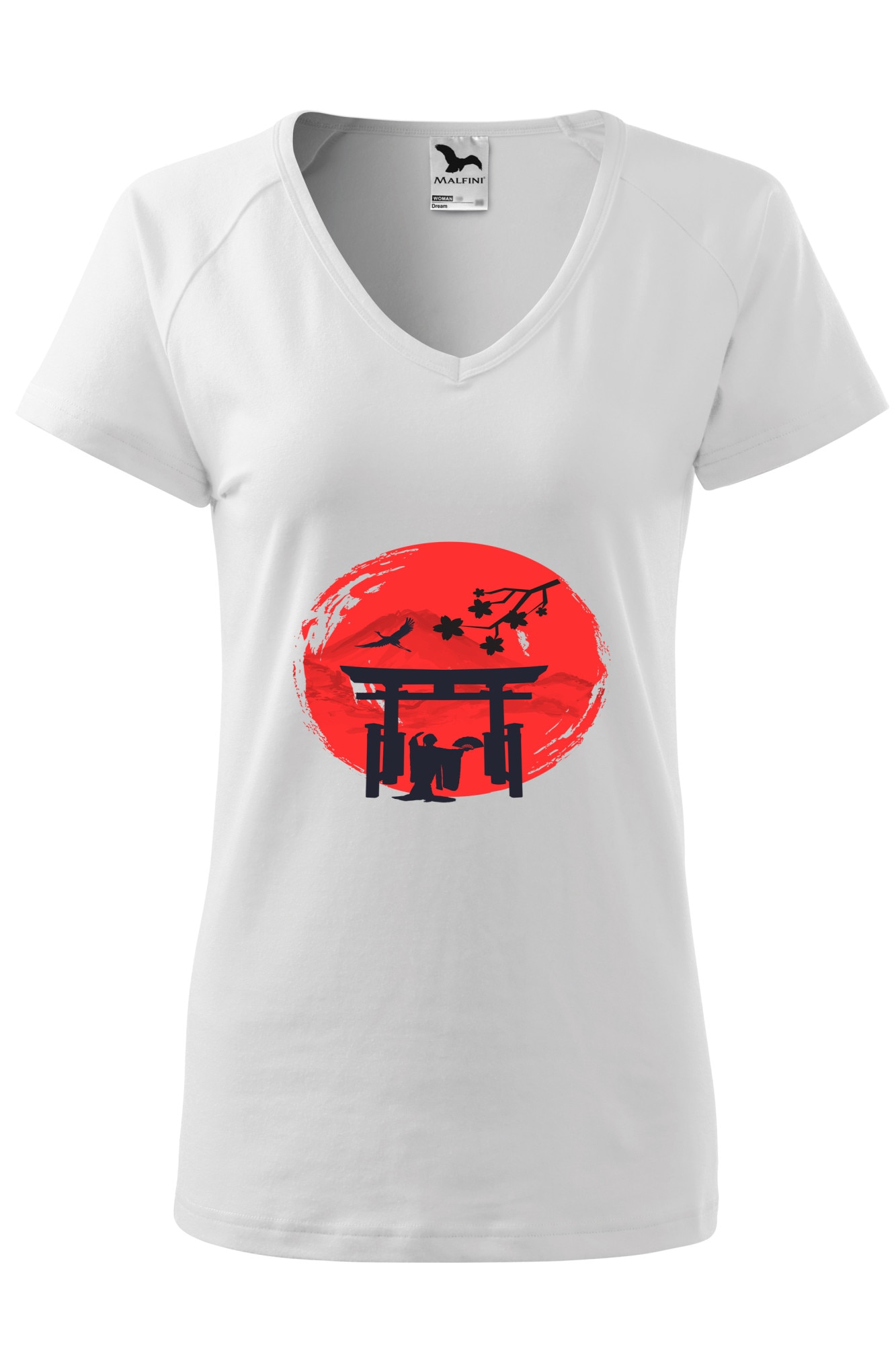 Tricou dama, Malfini, Japan Ink, Alb