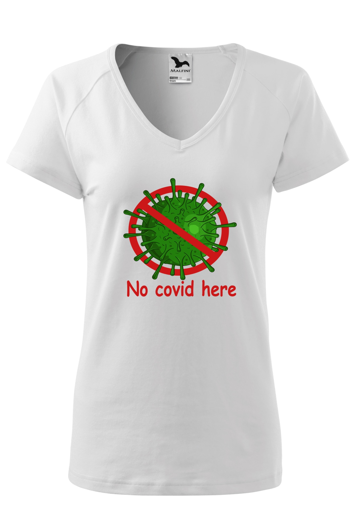 Tricou dama, Malfini, No Covid Here, Alb