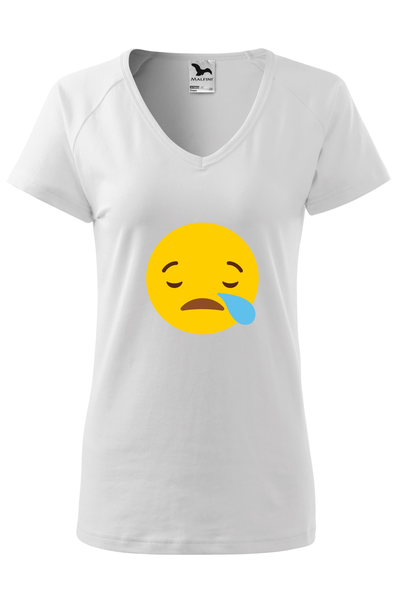 Tricou dama, Malfini, Emoji Sleeping with a Tear, Alb, XS