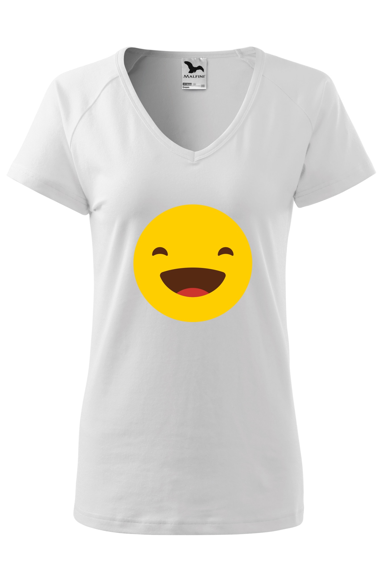 Tricou dama, Malfini, Emoji Smile Mouth Open, Alb, XS
