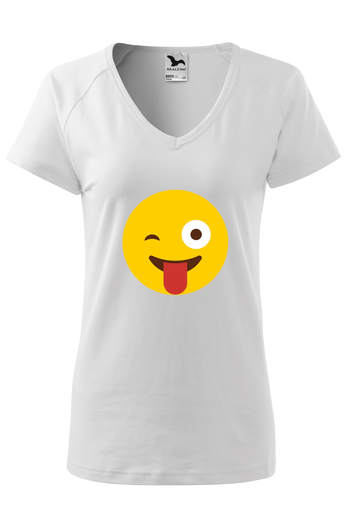 Tricou dama, Malfini, Emoji Tongue Out, Alb, XS