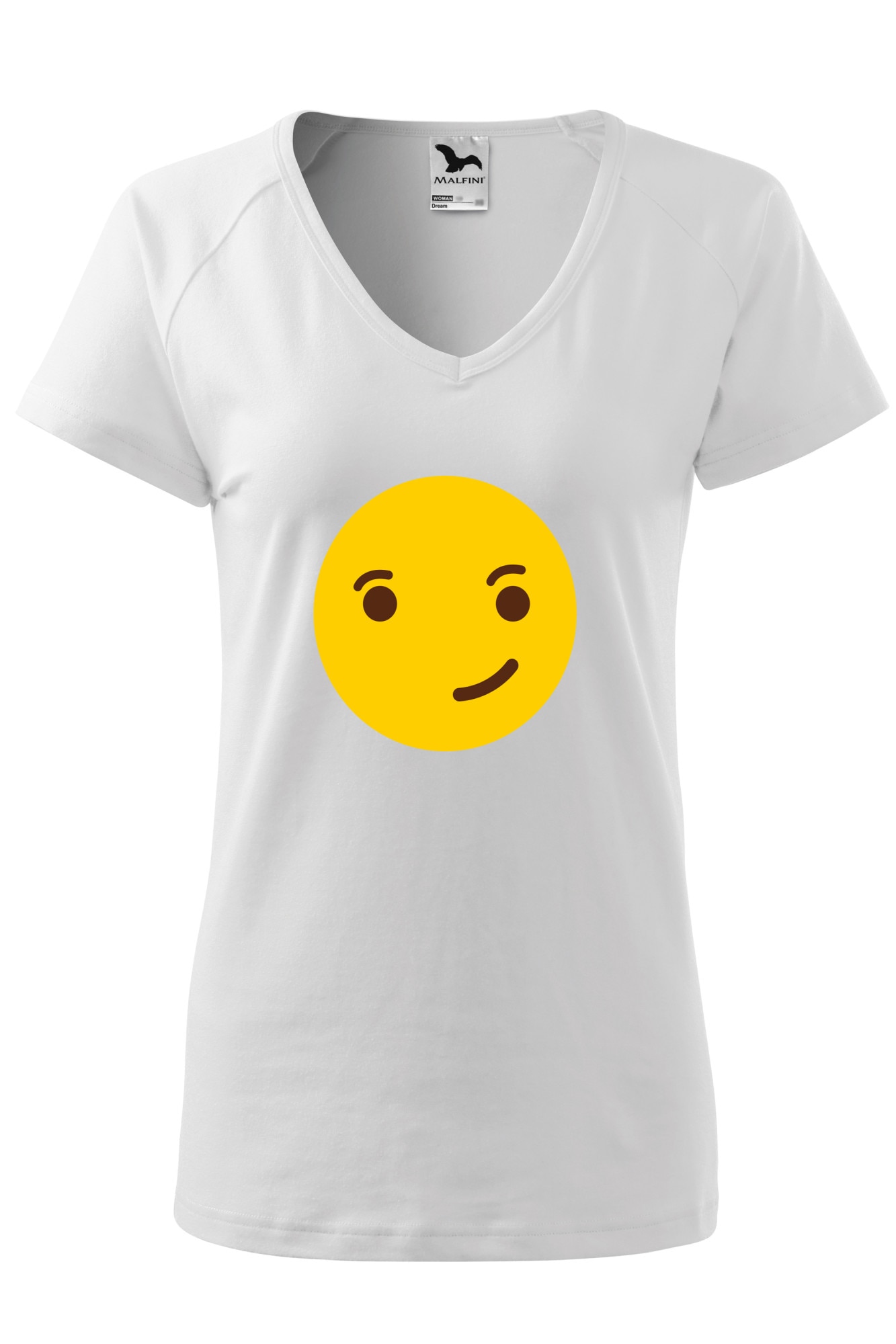 Tricou dama, Malfini, Emoji Smile Mouth Closed On Side, Alb, XS