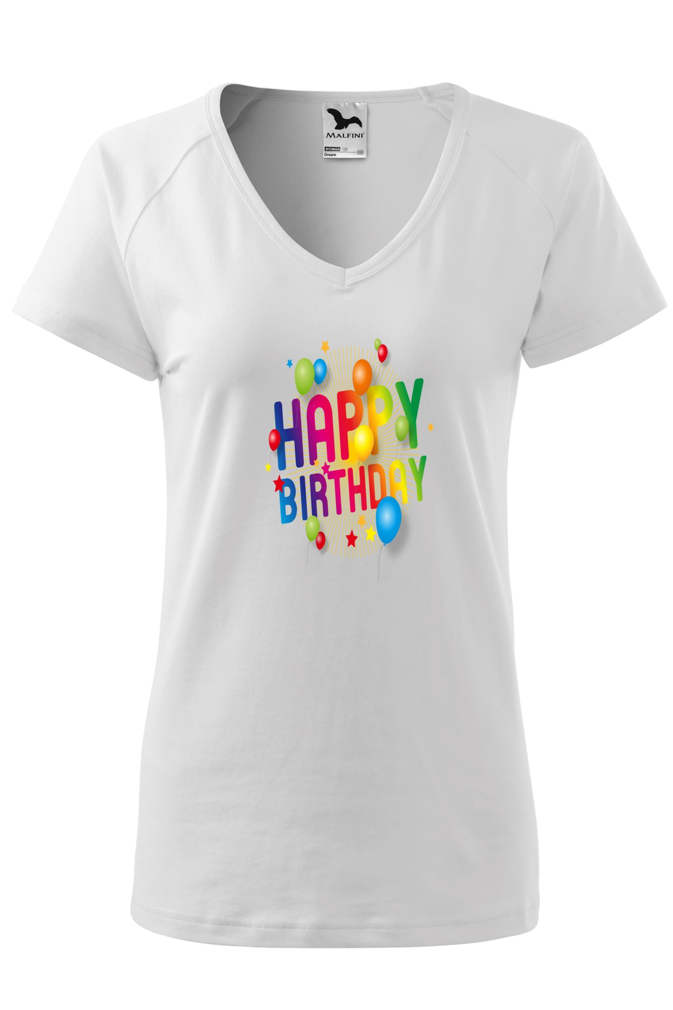 Tricou dama, Malfini, Happy Birthday, Alb, XS