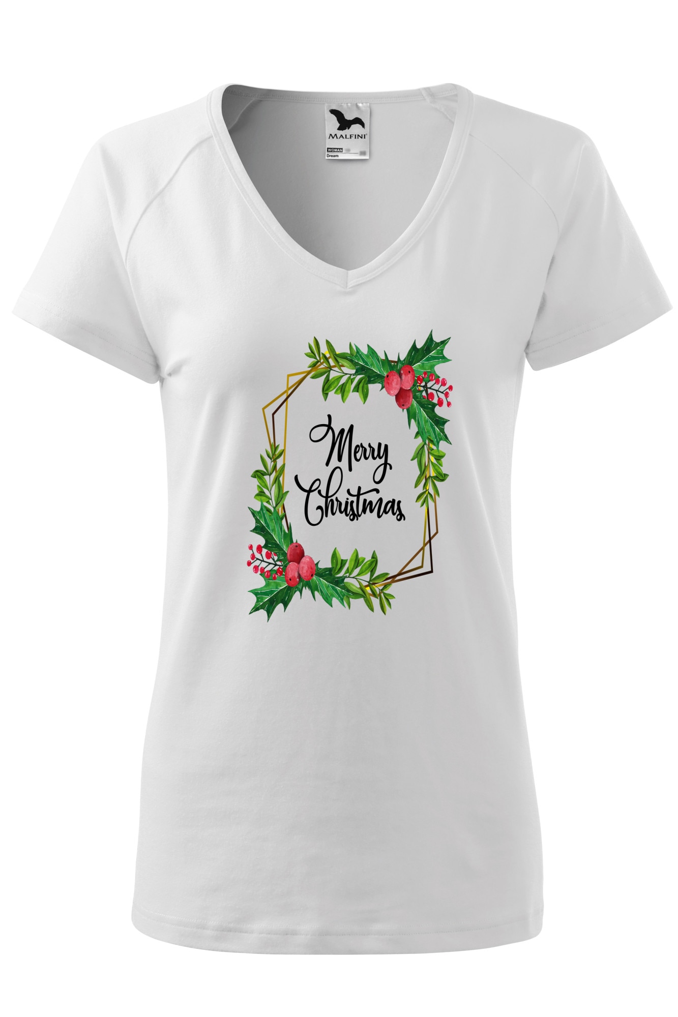 Tricou dama, Malfini, Merry Christmas, Alb, XS