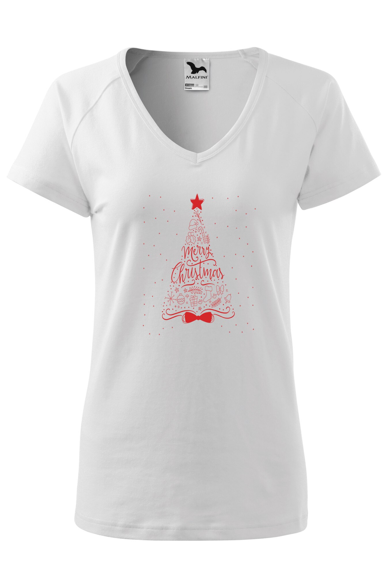 Tricou dama, Malfini, Christmas Tree, Alb, XS