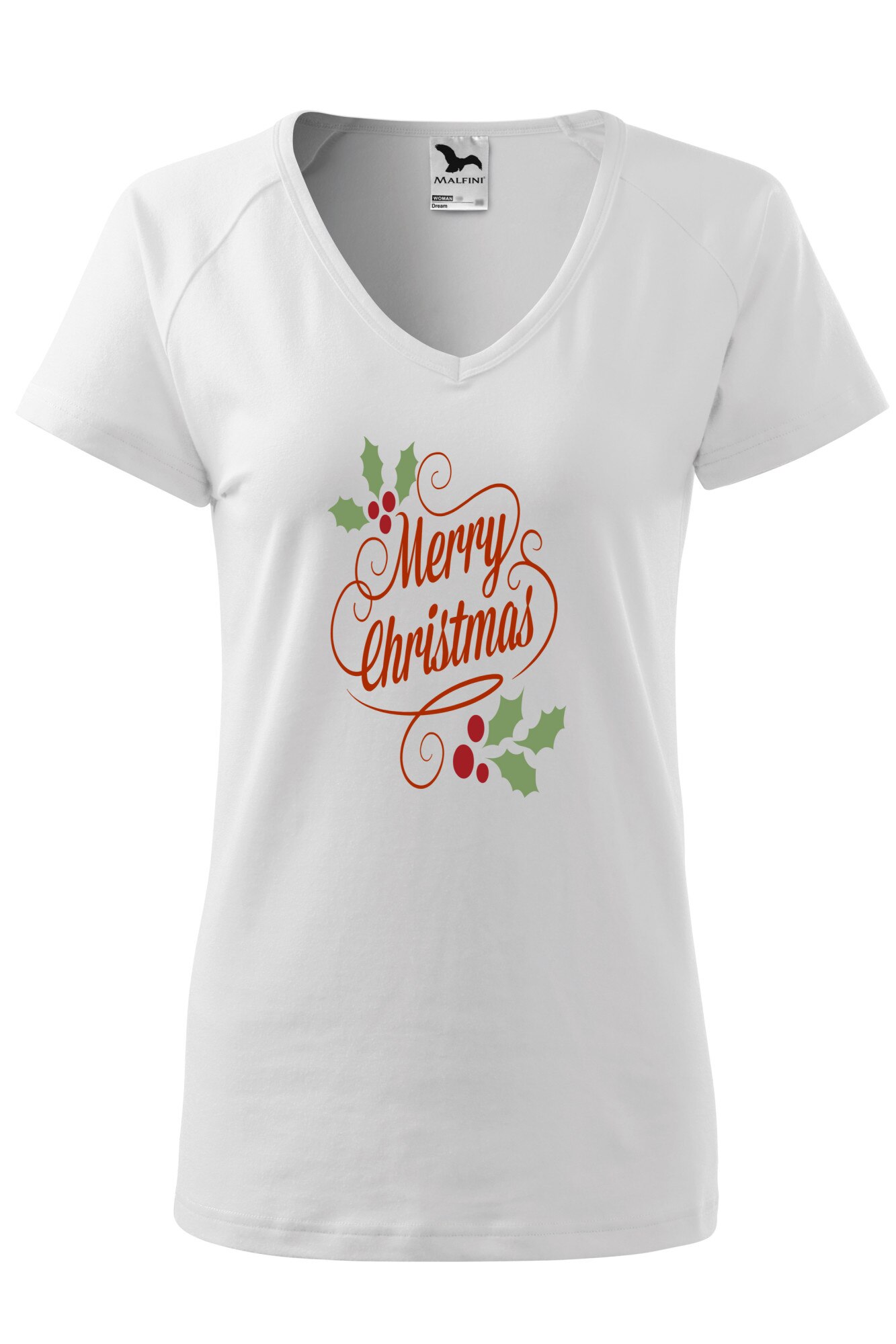 Tricou dama, Malfini, Happy Christmas, Alb, XS