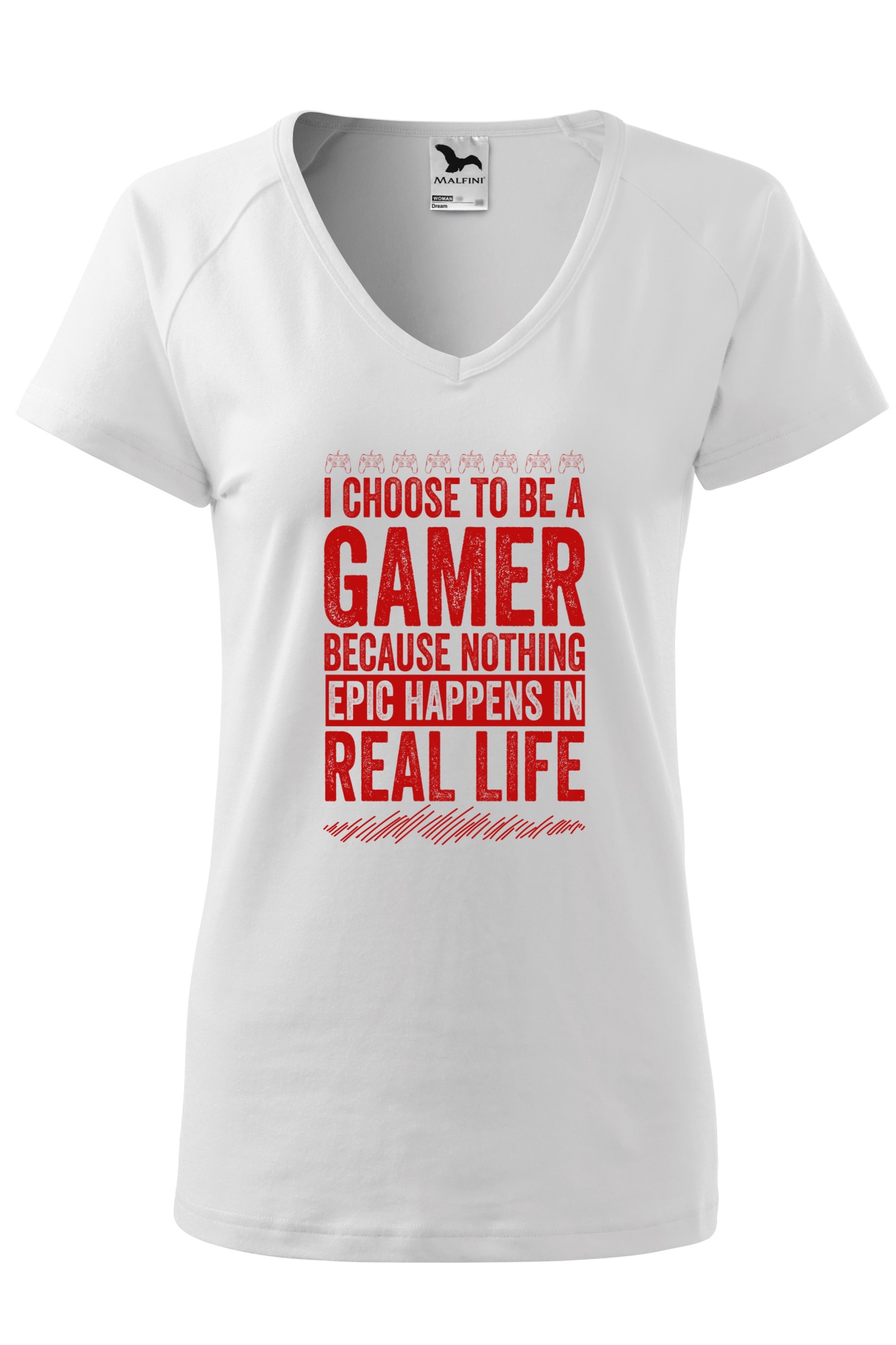 Tricou dama, Malfini, I AM A GAMER, Alb, XS