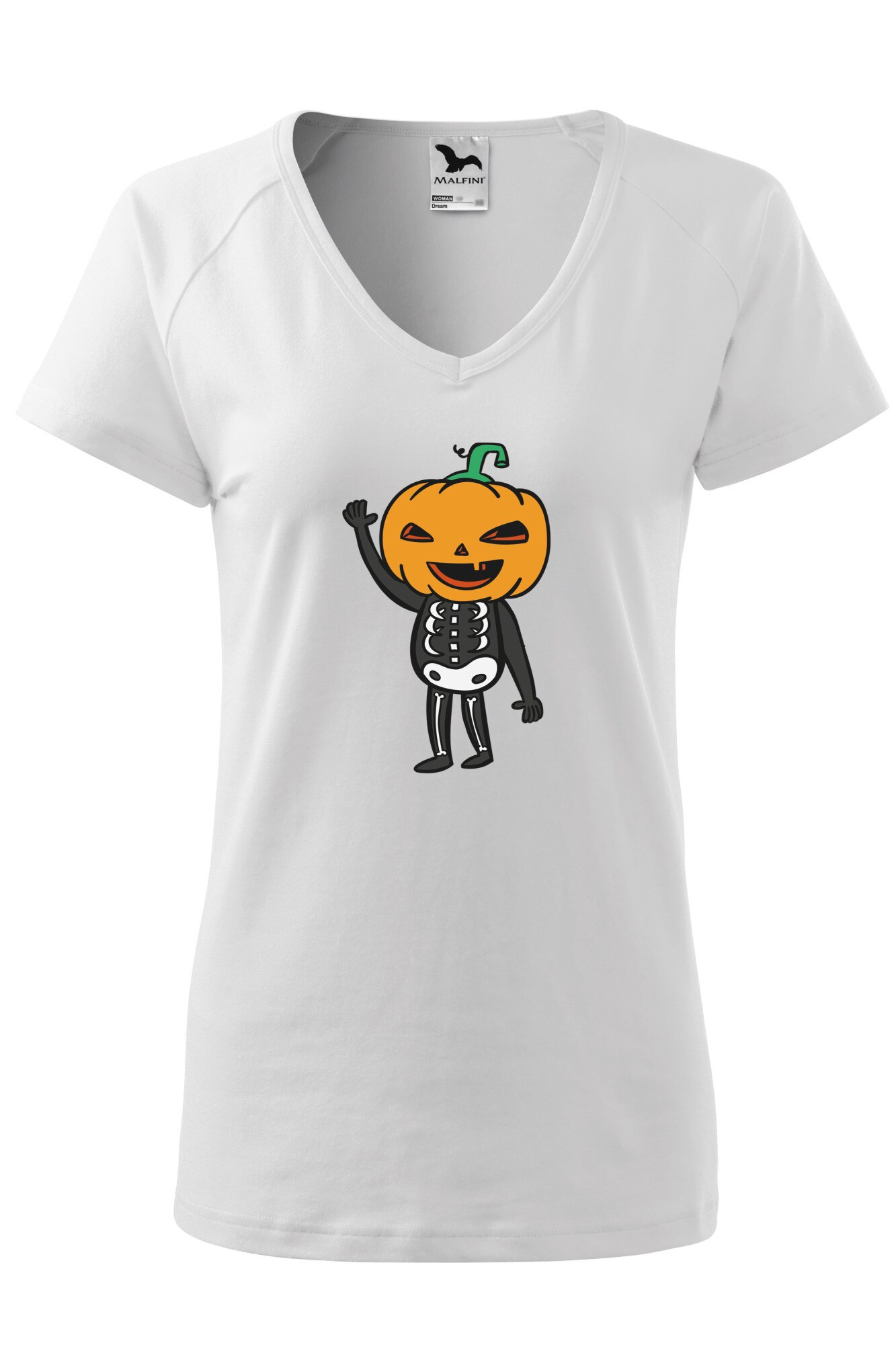 Tricou dama, Malfini, Skeleton halloween, Alb, XS