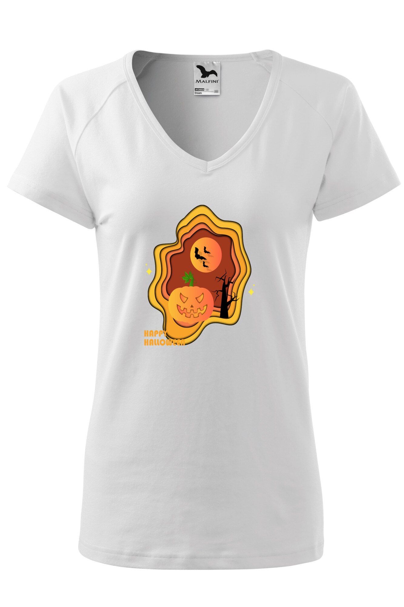 Tricou dama, Malfini, Happy Halloween, Alb, XS
