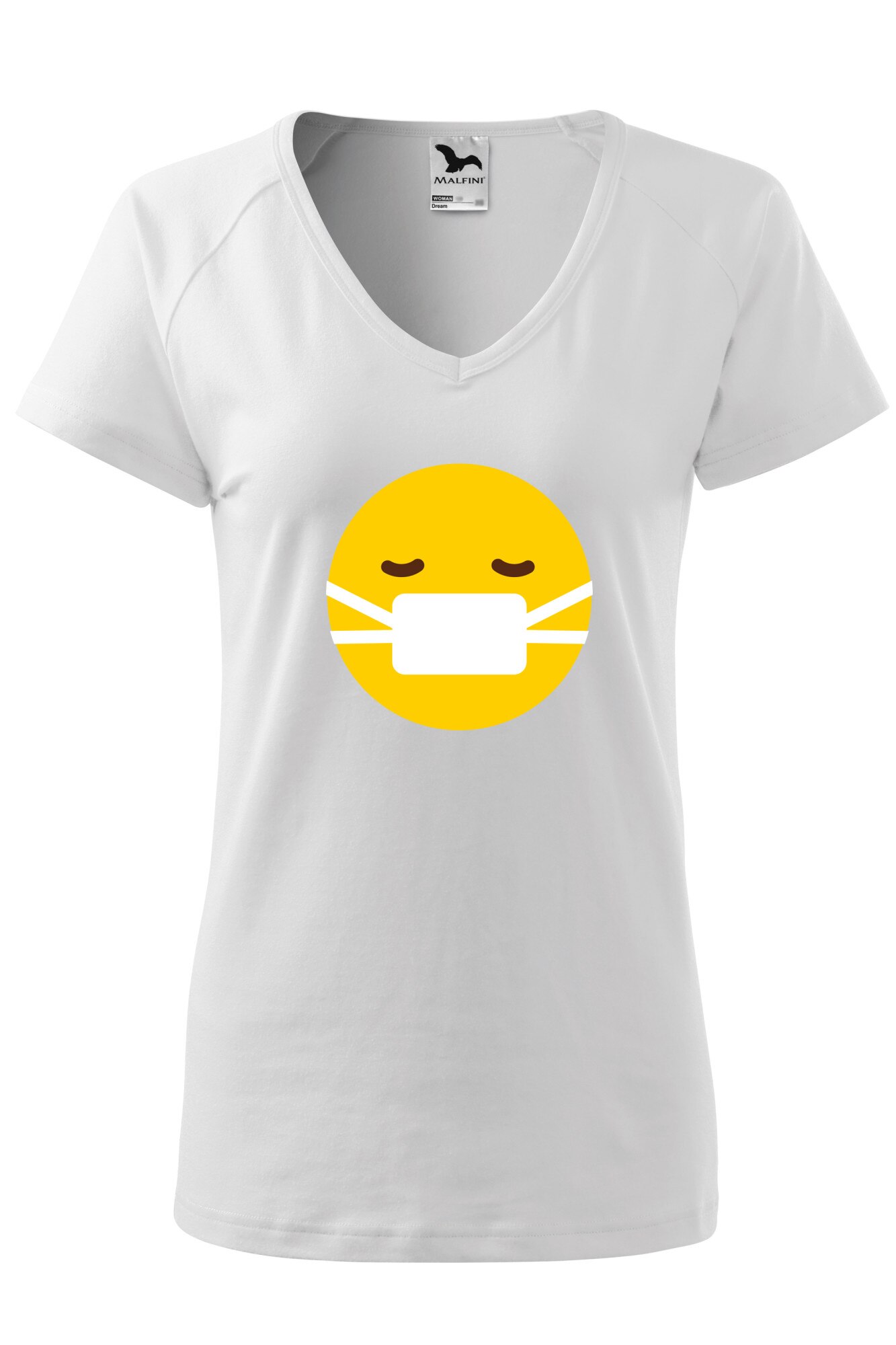 Tricou dama, Malfini, Emoji Mask on Face, Alb, XS