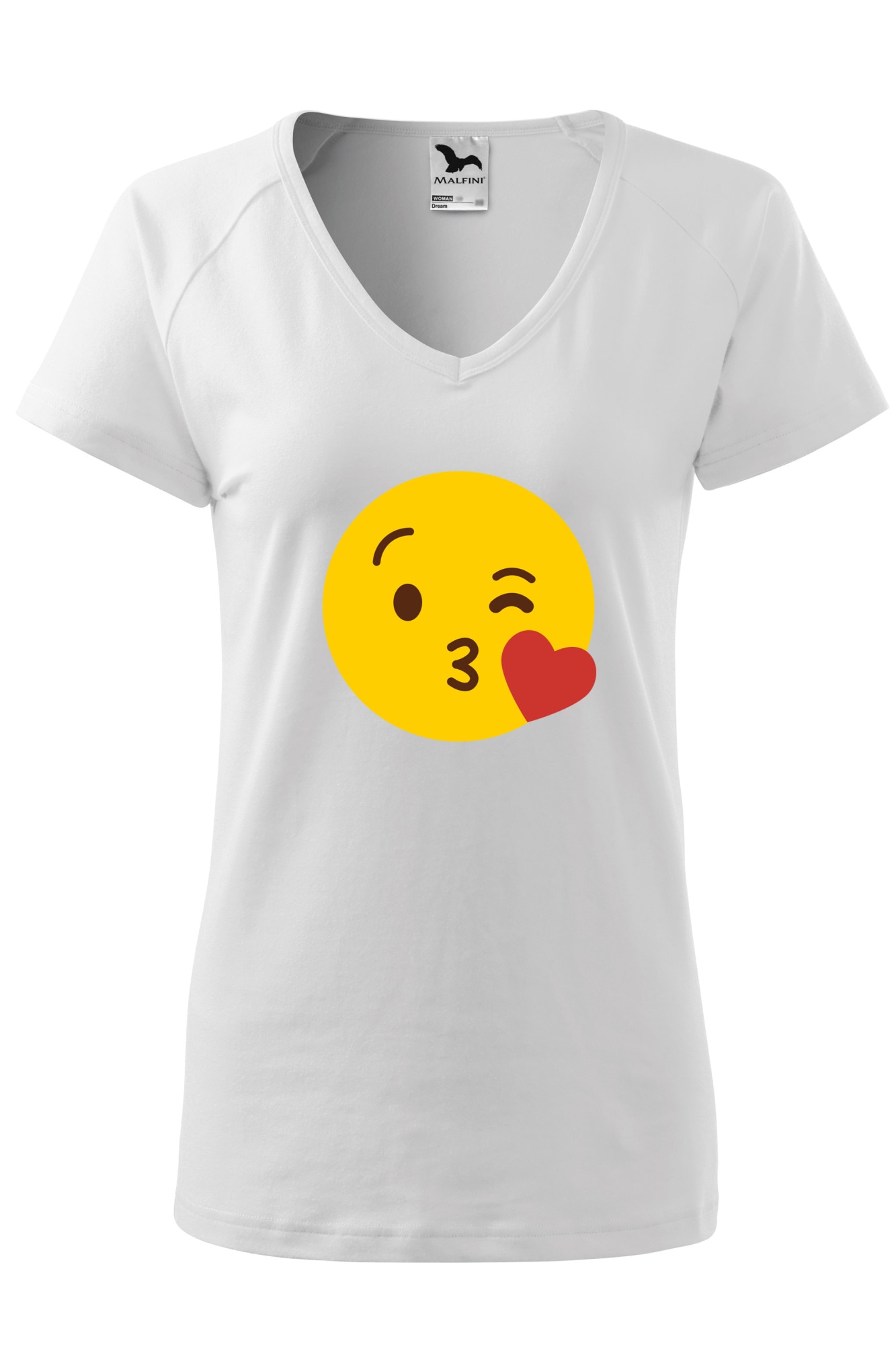 Tricou dama, Malfini, Emoji Kissing Face, Alb, XS