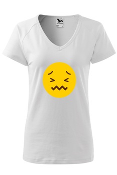 Tricou dama, Malfini, Emoji Not Feeling Good Face, Alb, XS Tricou dama, Malfini, Emoji Not Feeling Good Face, Alb, XS