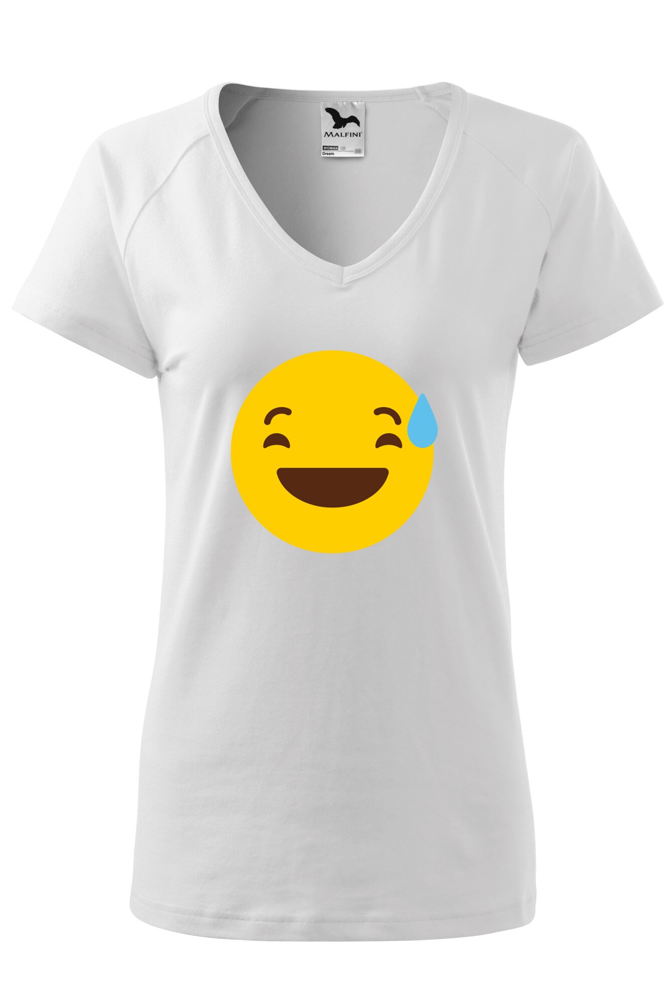 Tricou dama, Malfini, Emoji Feeling Weird Face, Alb, XS