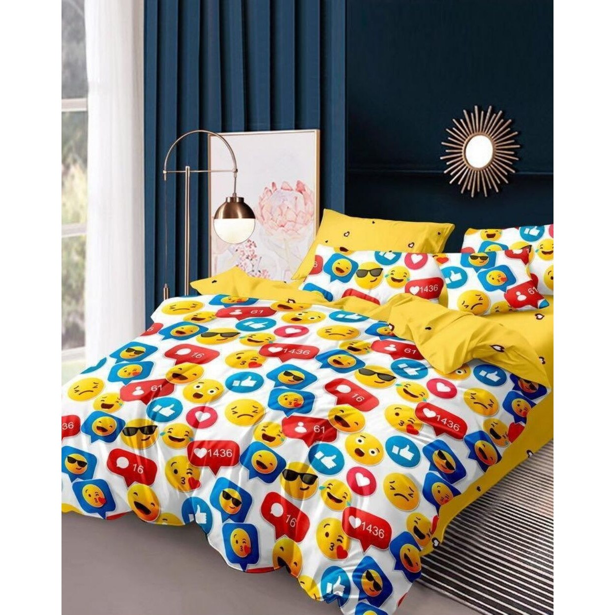 Set Lenjerie de Pat din Finet, 6 Piese, Pat 2 Persoane, Social Media